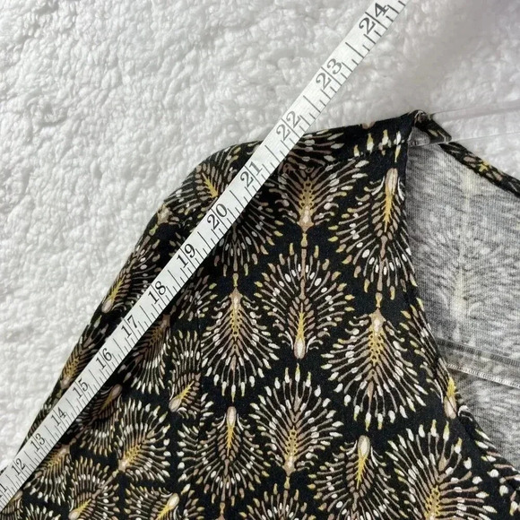 J Jill Womens L 3/4 Sleeve Tunic Top Geometric Peacock Print Henley Style Tunic - Picture 8 of 14